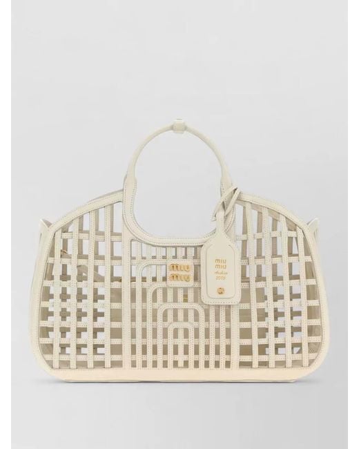 Miu Miu Natural Na Calf Leather Tote Bag