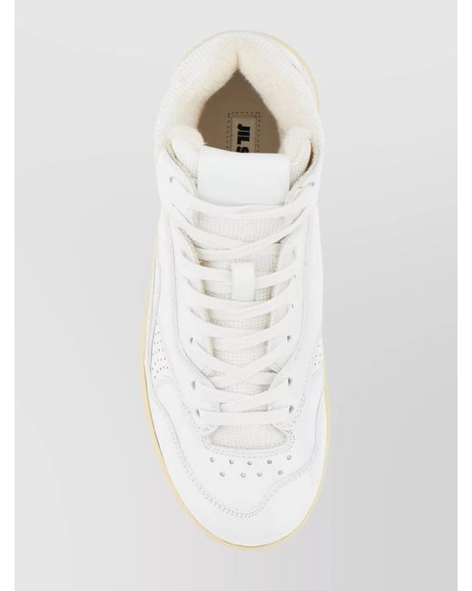 Jil Sander Natural Leather Mesh High-Top Sneakers