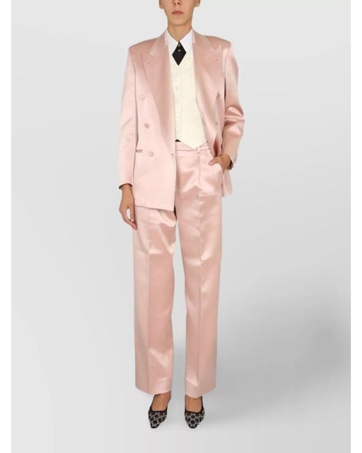 Gucci Pink Silk Double-Breasted Blazer