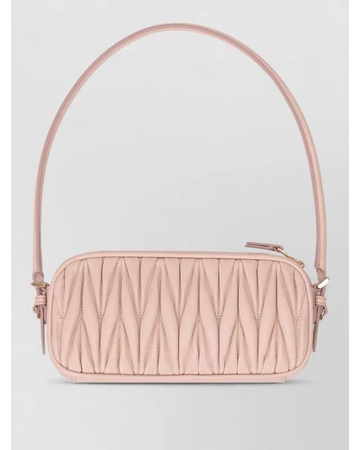 Miu Miu Pink Adjustable-Strap Leather Clutch Bag