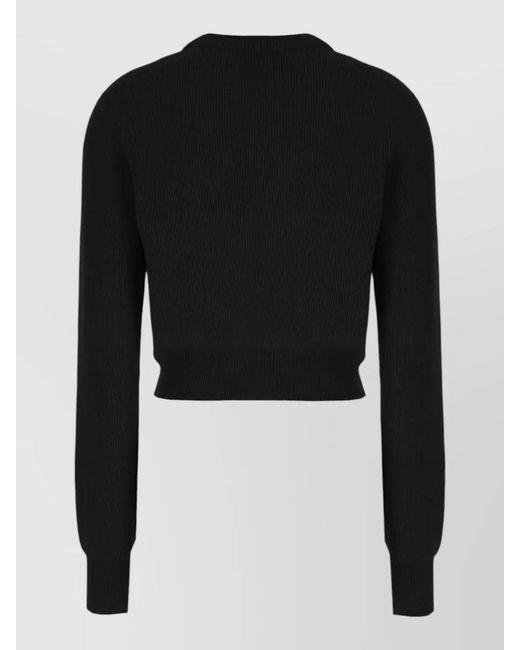 Malo Black Cashmere Sweater Cropped Long Sleeves Round Neckline