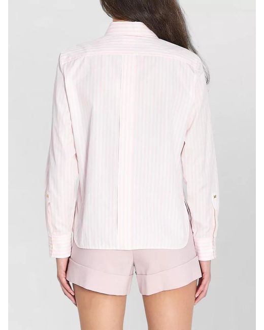 Max Mara Pink Striped Cotton Poplin Long-Sleeve Shirt