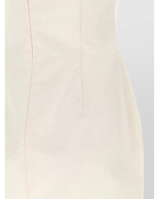 Magda Butrym White Cotton Ruffled Sweetheart Neck Mini Dress