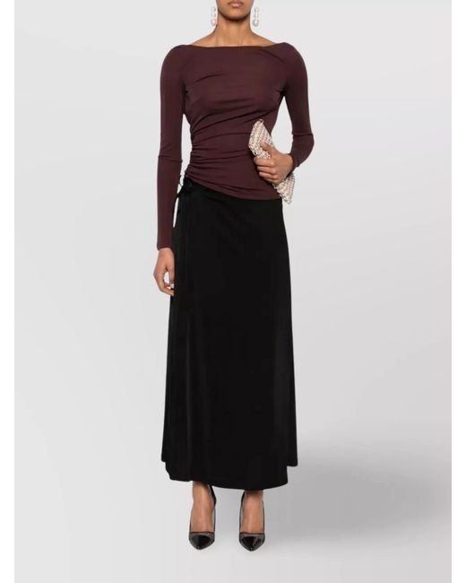 Elisabetta Franchi Purple Appliqué Logo Boat Neck Top