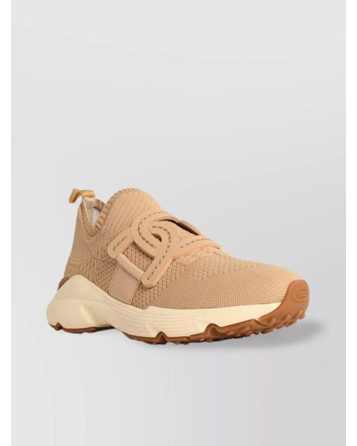 Tod's Natural Technical Knit Low-Top Sneakers