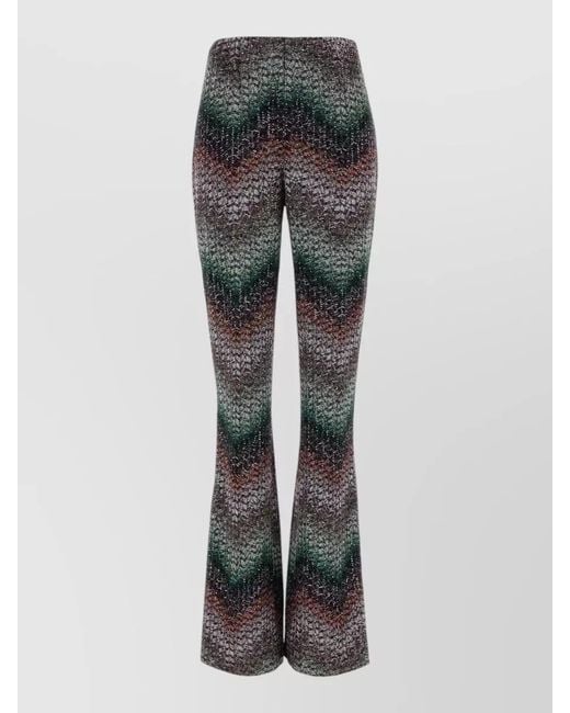 Missoni Gray Viscose Blend Flared Trousers Elastic Waistband