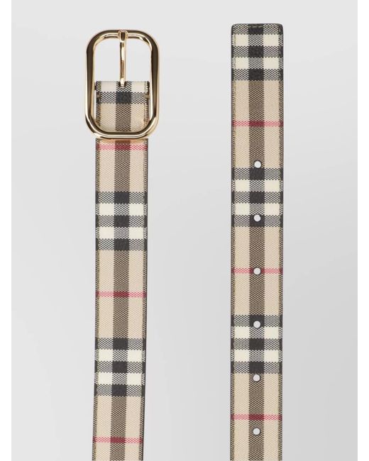 Burberry Natural Checkered Pattern Buckle Belts