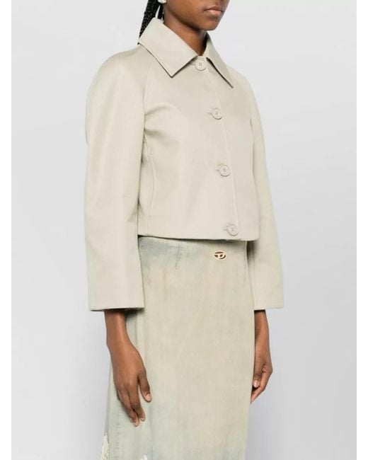 DIESEL Natural Cropped Collared Blazer Raglan Sleeves Blend