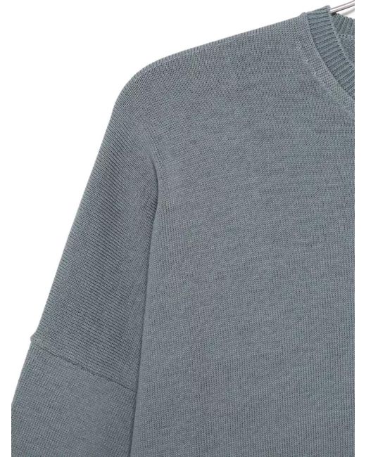 Alysi Blue Knit Crew Neck Sweater Dropped Shoulders