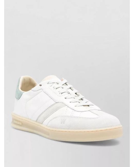 Woolrich White Leather Logo Print Low-Top Sneakers