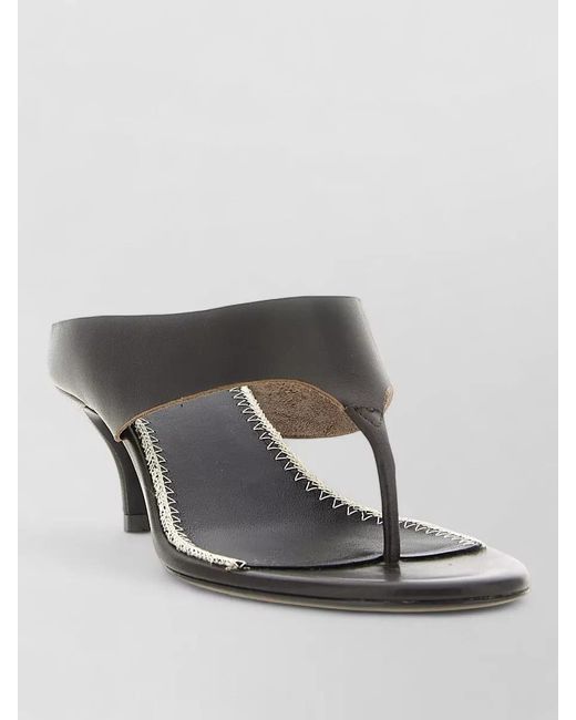 Magda Butrym Multicolor Leather Sandals Contrast Stitching Kitten Heel Open Toe