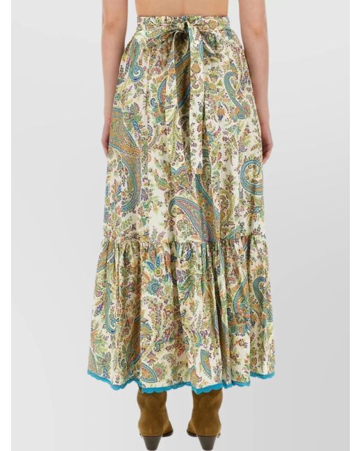 Etro Green Cotton Maxi Skirt