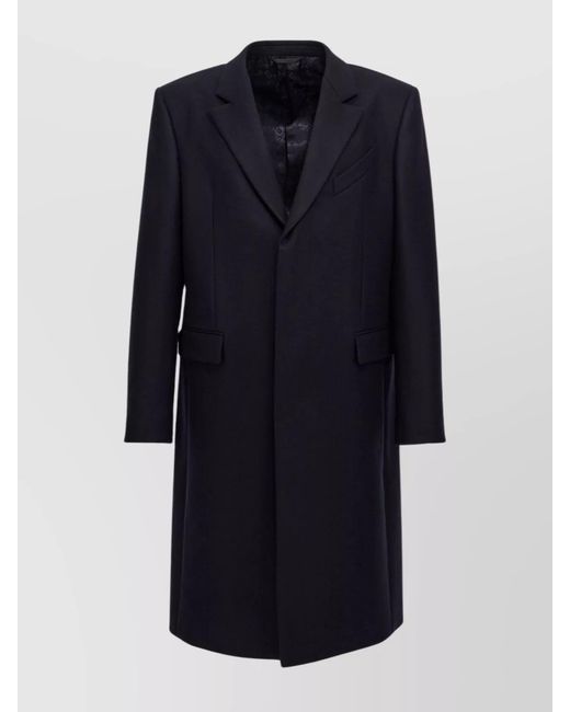 Givenchy Blue Virgin Wool Long Single Breasted Coat for men