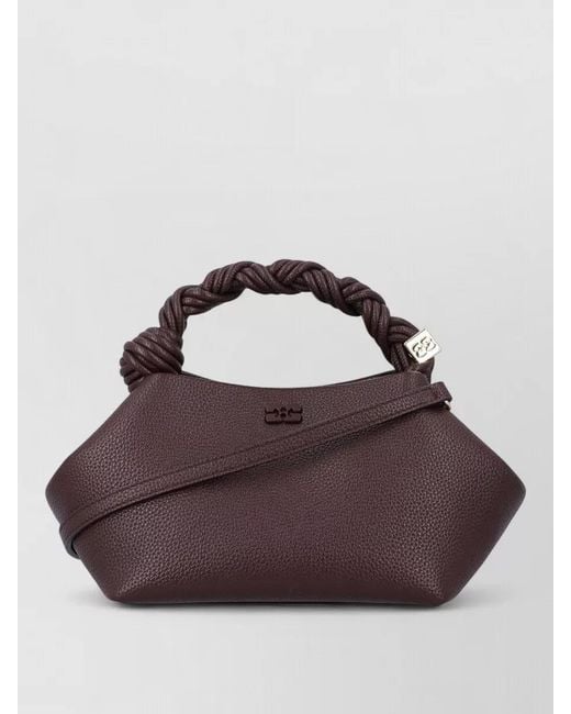 Ganni Brown Bou Small Grain Leather Shoulder Bag