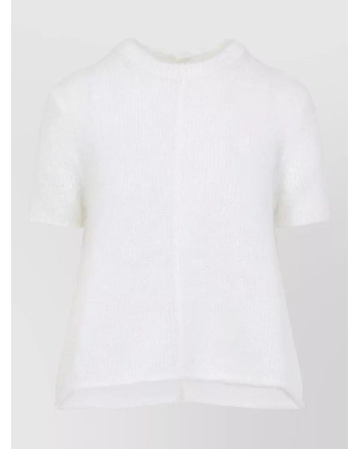 Loewe White Mohair Short Sleeve Sweater