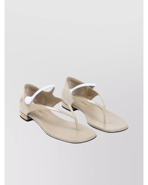 Miu Miu White Calf Leather Thong Sandals