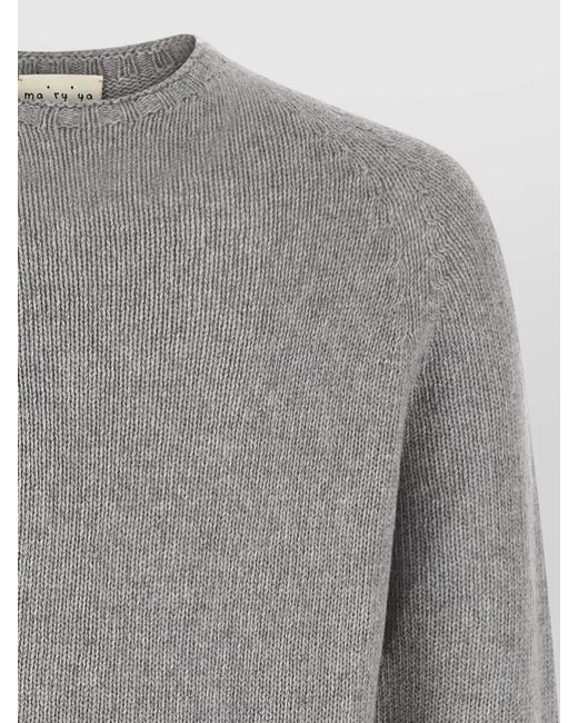 Ma'ry'ya Gray Cashmere Crew Neck Sweater Ribbed Cuffs Hem for men