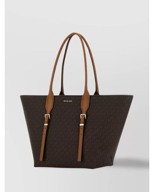 Michael Kors White Voyager Canvas Shoulder Bag