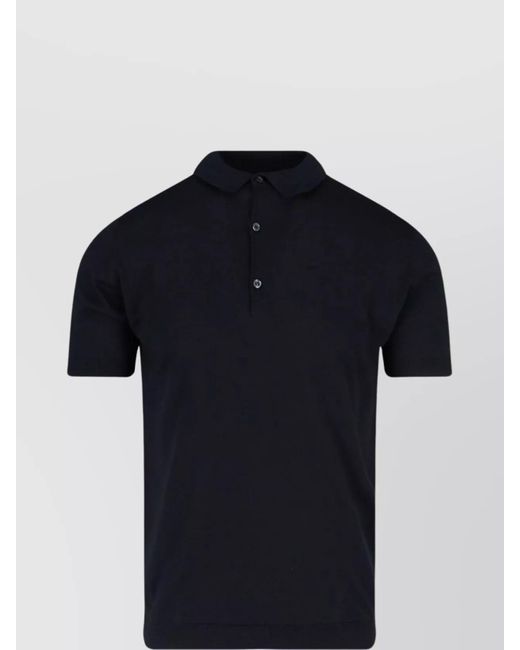 John Smedley Blue Cotton Short-Sleeve Polo Shirt for men