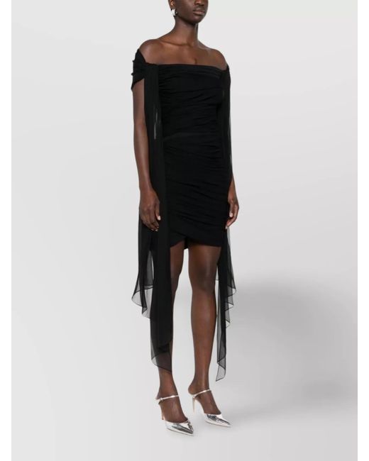 Givenchy Black Draped Off-Shoulder Mini Dress