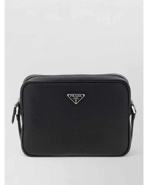 Prada Black Leather Shoulder Strap Adjustable Design for men