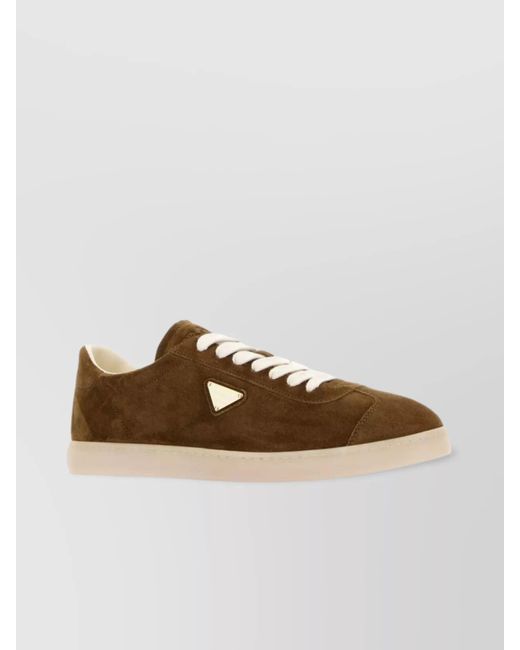 Prada Brown Suede Low-Top Sneakers for men