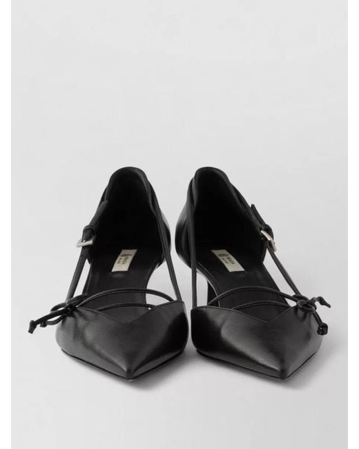 Prada Black Ballerina Shoes Bow Detail Kitten Heel