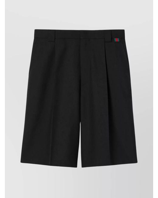 Gucci Black Wool Blend Regular Fit Bermuda Shorts for men