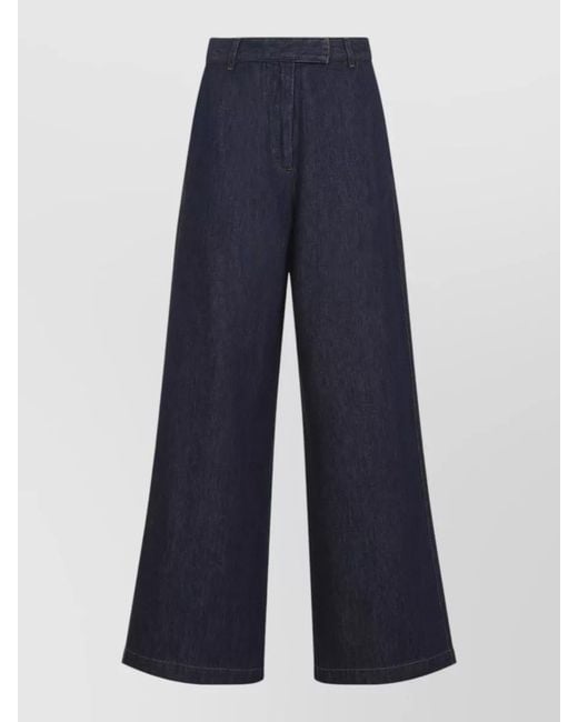 Dries Van Noten Blue Penn High Waist Wide Leg Denim Trousers