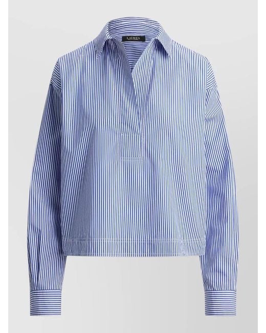 Ralph Lauren Blue Striped Collared Shirt Relaxed Fit