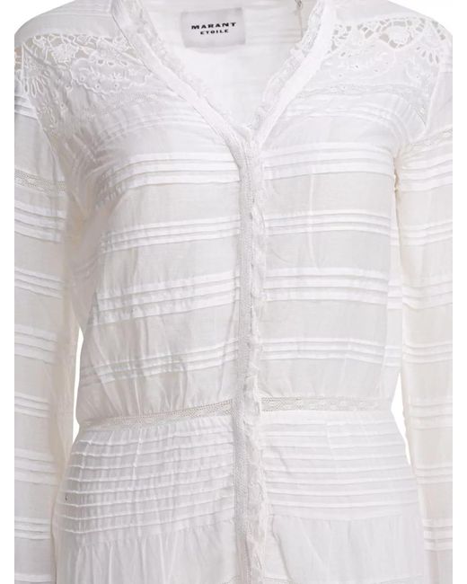 Isabel Marant White Cotton Lace-Trim Maxi Shirt Dress