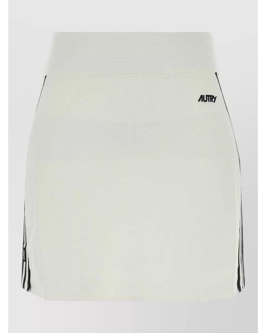 Autry White Ribbed Knit Mini Skirt