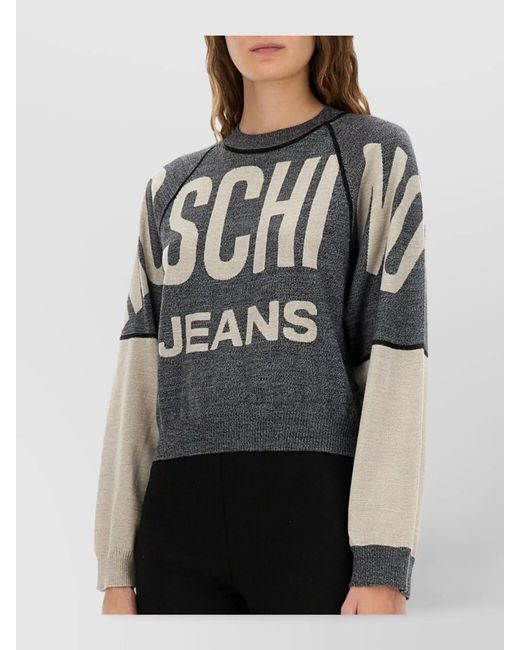 Moschino Gray Wool Logo Sweatshirt