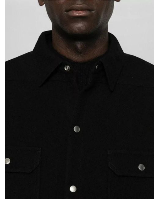 Rick Owens Black Virgin Wool Oversized Single Breasted Coat for men