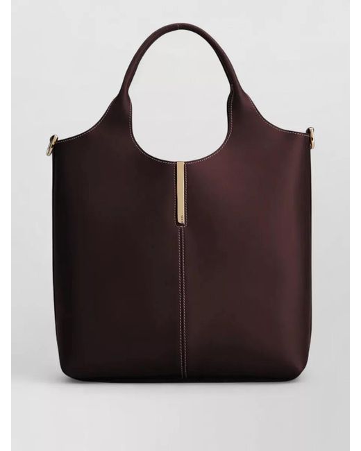 Tod's Purple Leather Small Tote Bag