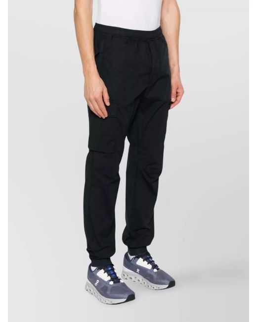 Stone Island Blue Cargo Pants With Snap Button Pockets for men