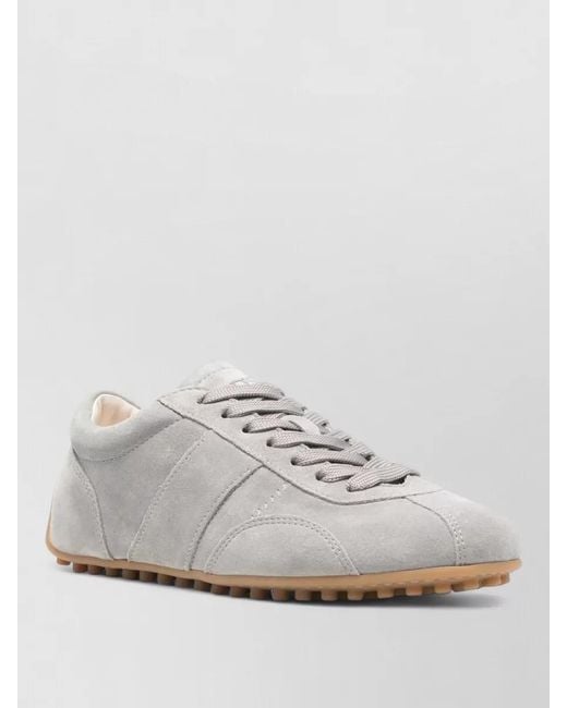 Tod's White Suede Leather Low-Top Sneakers