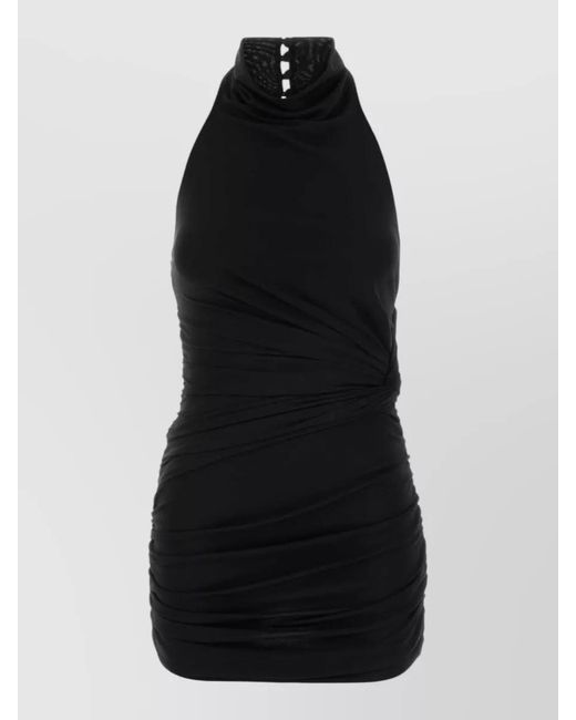 ANDAMANE Black Stella Halterneck Jersey Mini Dress Ruched
