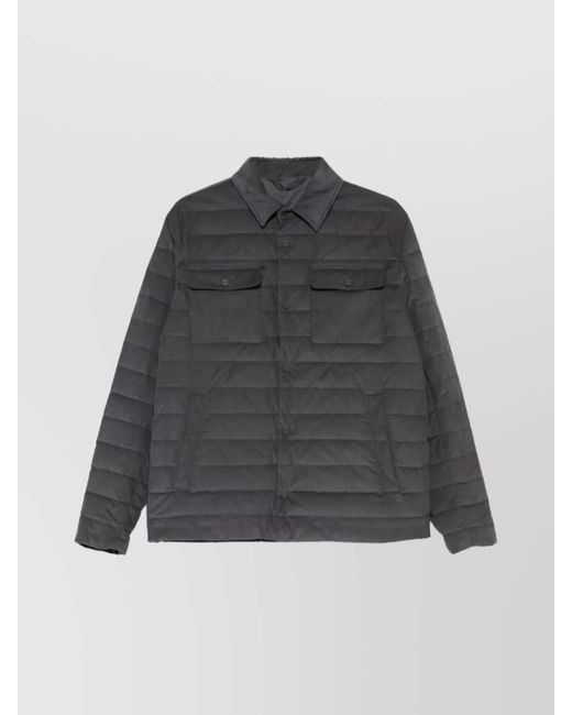 Herno Gray Quilted Down Shirt Jacket for men
