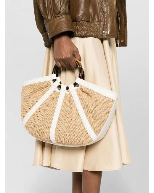 Coccinelle Natural Shell Straw Beach Bag Contrast Trim