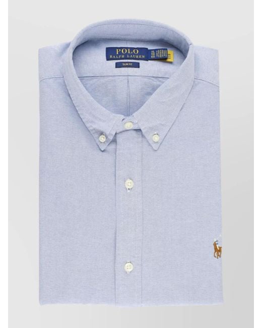 Ralph Lauren Blue Cotton Button-Down Shirt for men