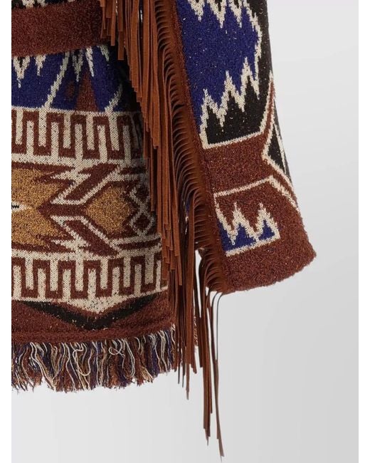 Alanui Multicolor Wool Oversized Fringed Jacquard Cardigan