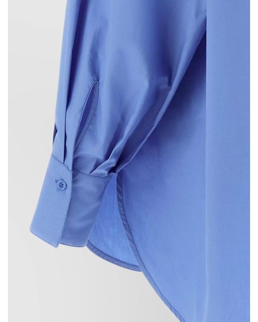 Nude Blue Shirt Featuring Ruffles Long Sleeves Buttoned Cuffs