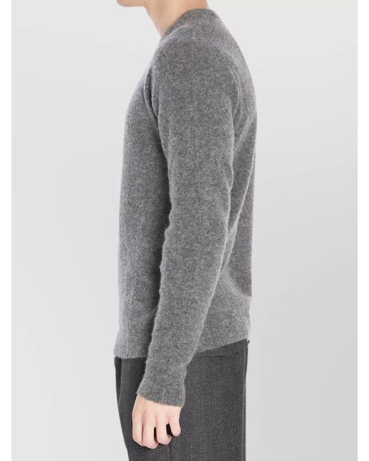 Roberto Collina Gray Cashmere Silk Ribbed Crewneck Jumper for men