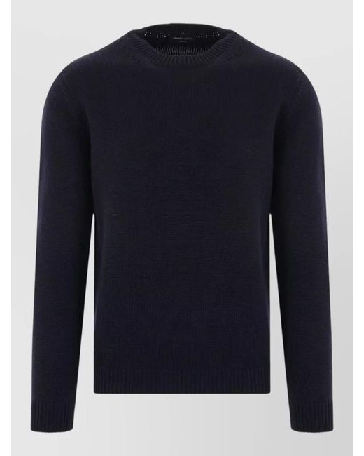 Roberto Collina Blue Silk Crew Neck Jumper Long Sleeves for men