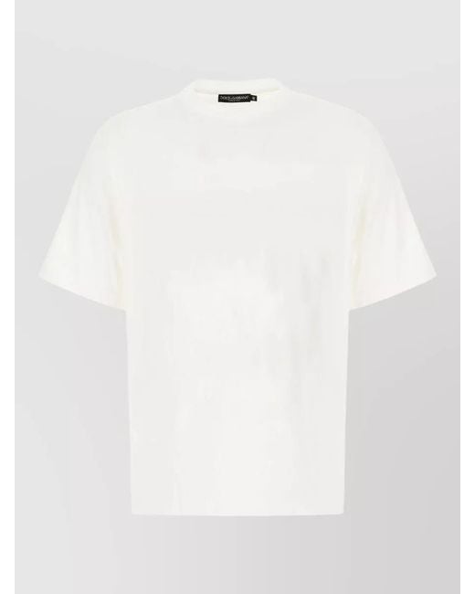 Dolce & Gabbana White Cotton Crew Neck Short Sleeve T Shirt for men