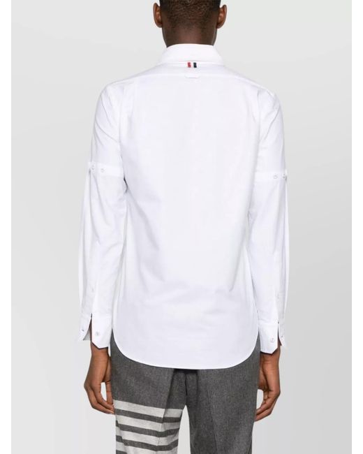 Thom Browne White Cotton Long-Sleeve Button-Down Shirt for men