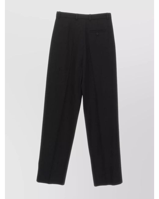 Balenciaga Black Wool High-Rise Wide-Leg Tailored Trousers