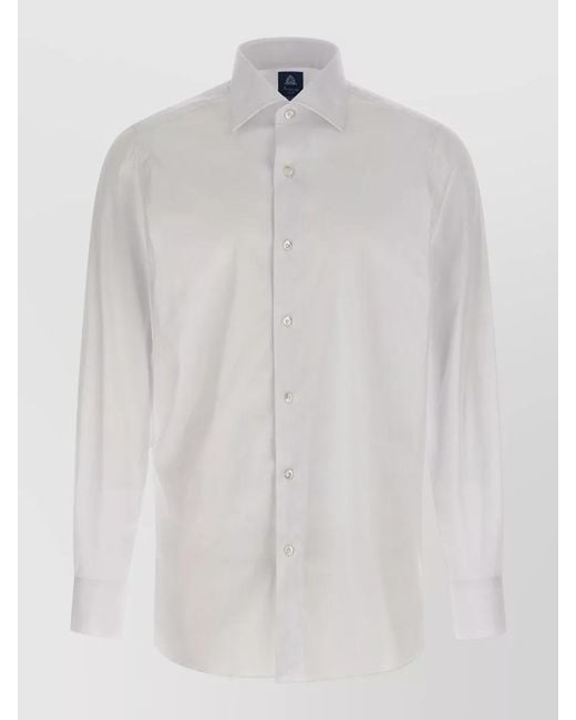 Finamore 1925 White Napoli Shirt Button Down Collar Cuffs for men