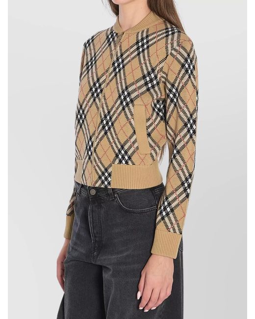 Burberry Black Checked Wool Zip Cardigan